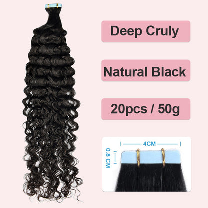 Human Hair Extension Tape for Straight and Wavy Styles