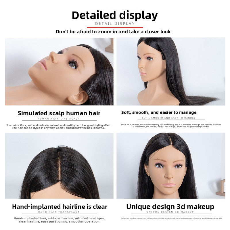 Human Hair Styling Mannequin Head with Shoulder