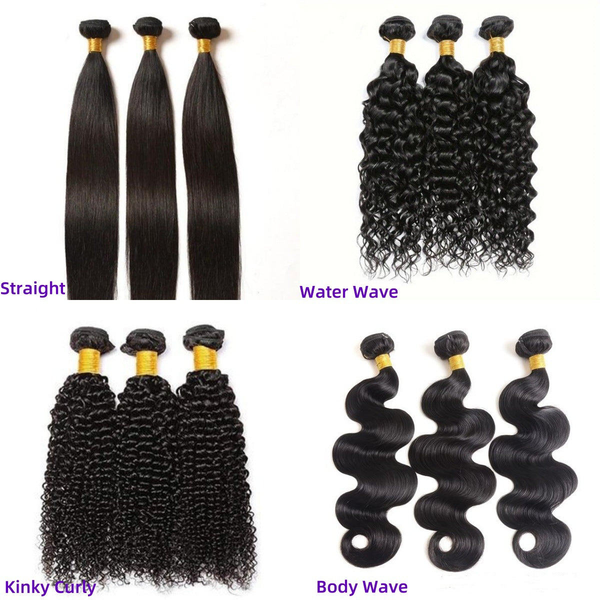 Human Hair Wig Bundles 50g Natural Straight Body Wave Kinky Curly Water Wave