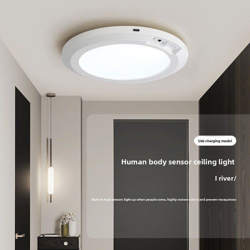 Human Sensor LED Ceiling Light Remote Control USB Rechargeable
