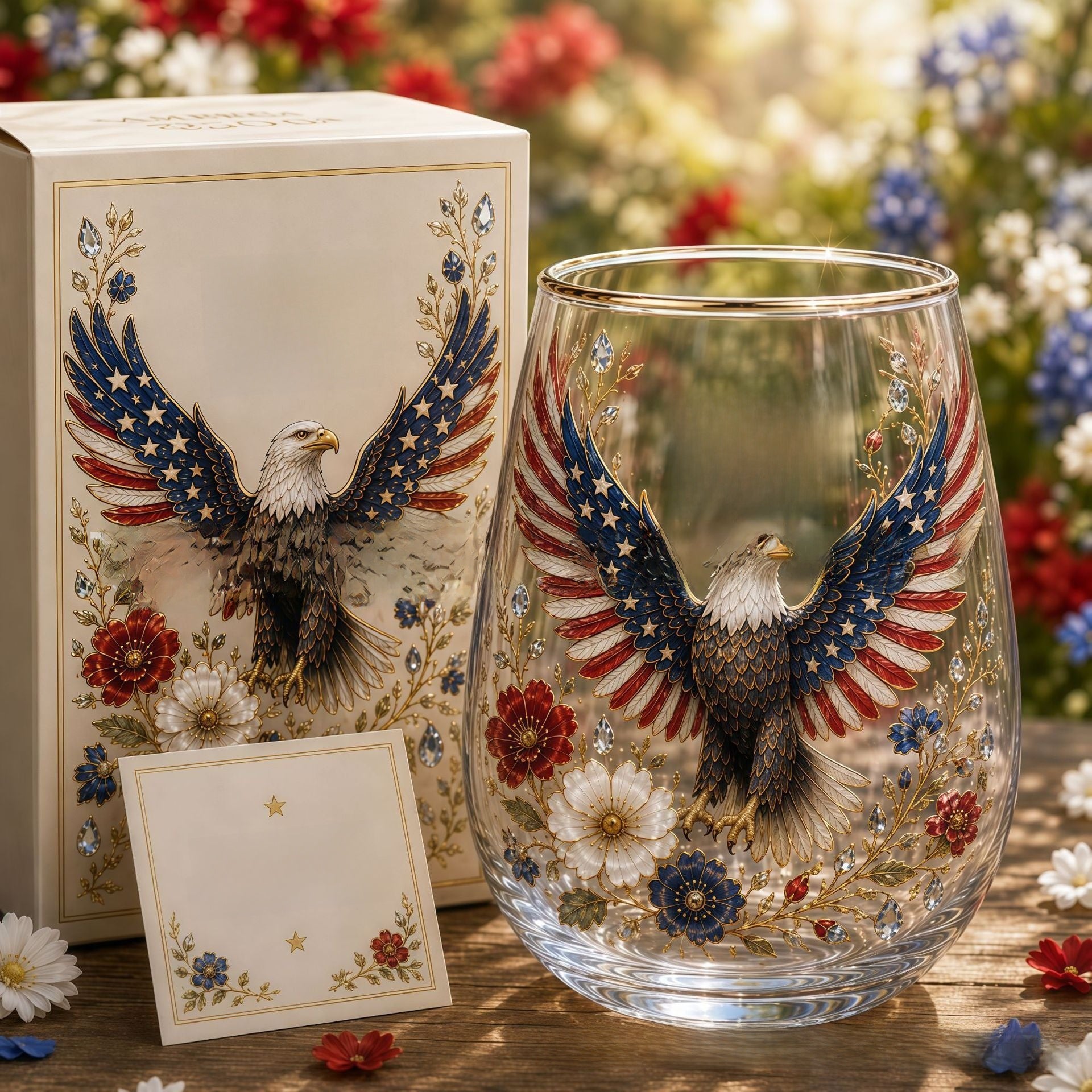 Hummingbird Design Glass Tea Cup