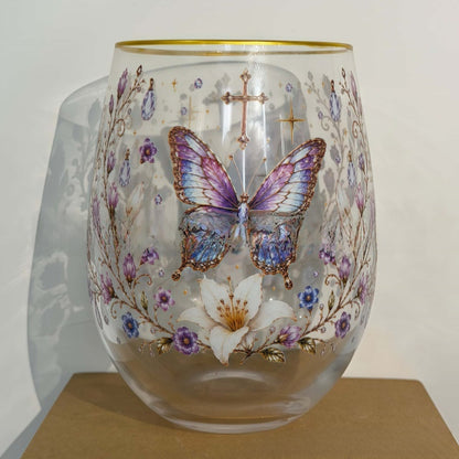 Hummingbird Design Glass Tea Cup