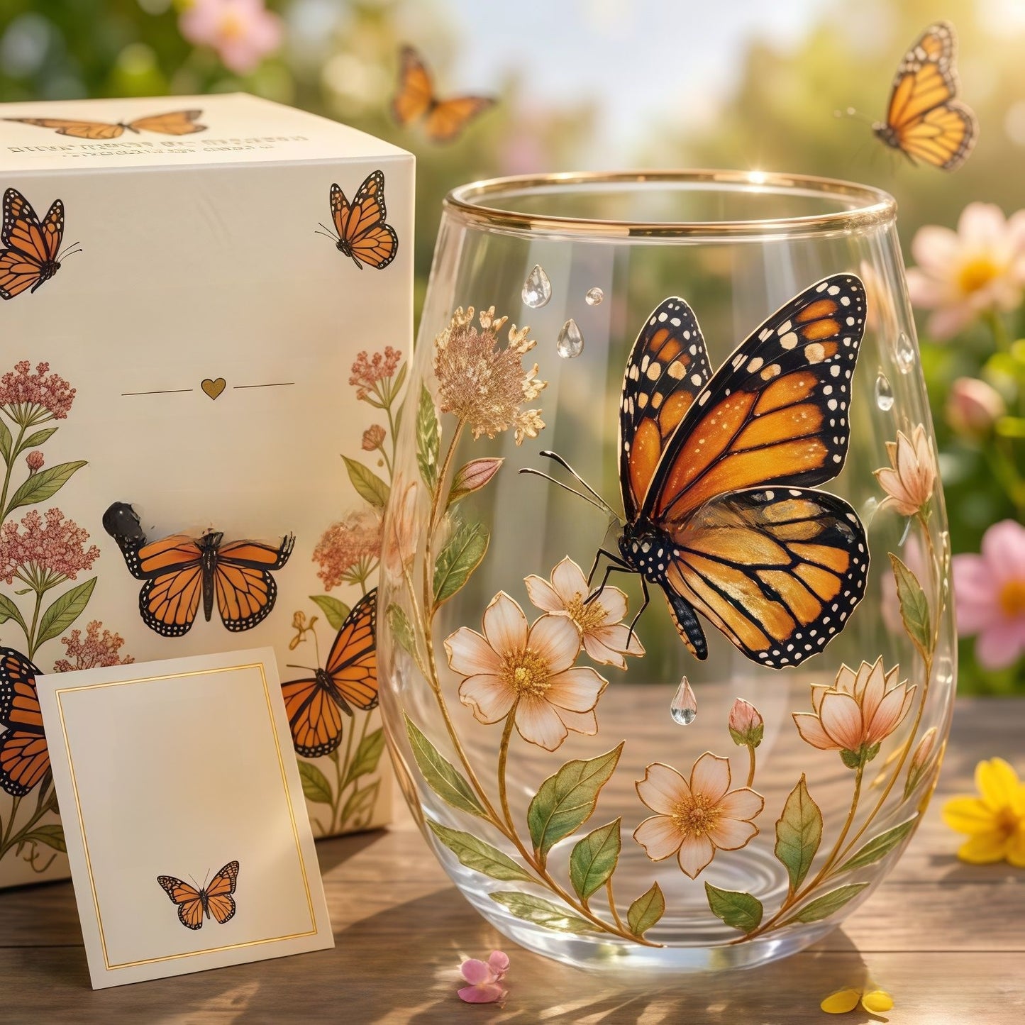 Hummingbird Design Glass Teacup