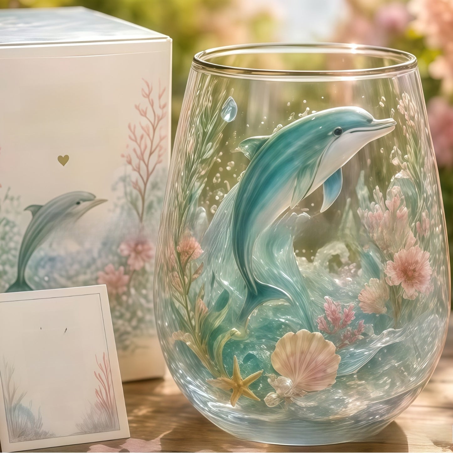 Hummingbird Design Glass Teacup