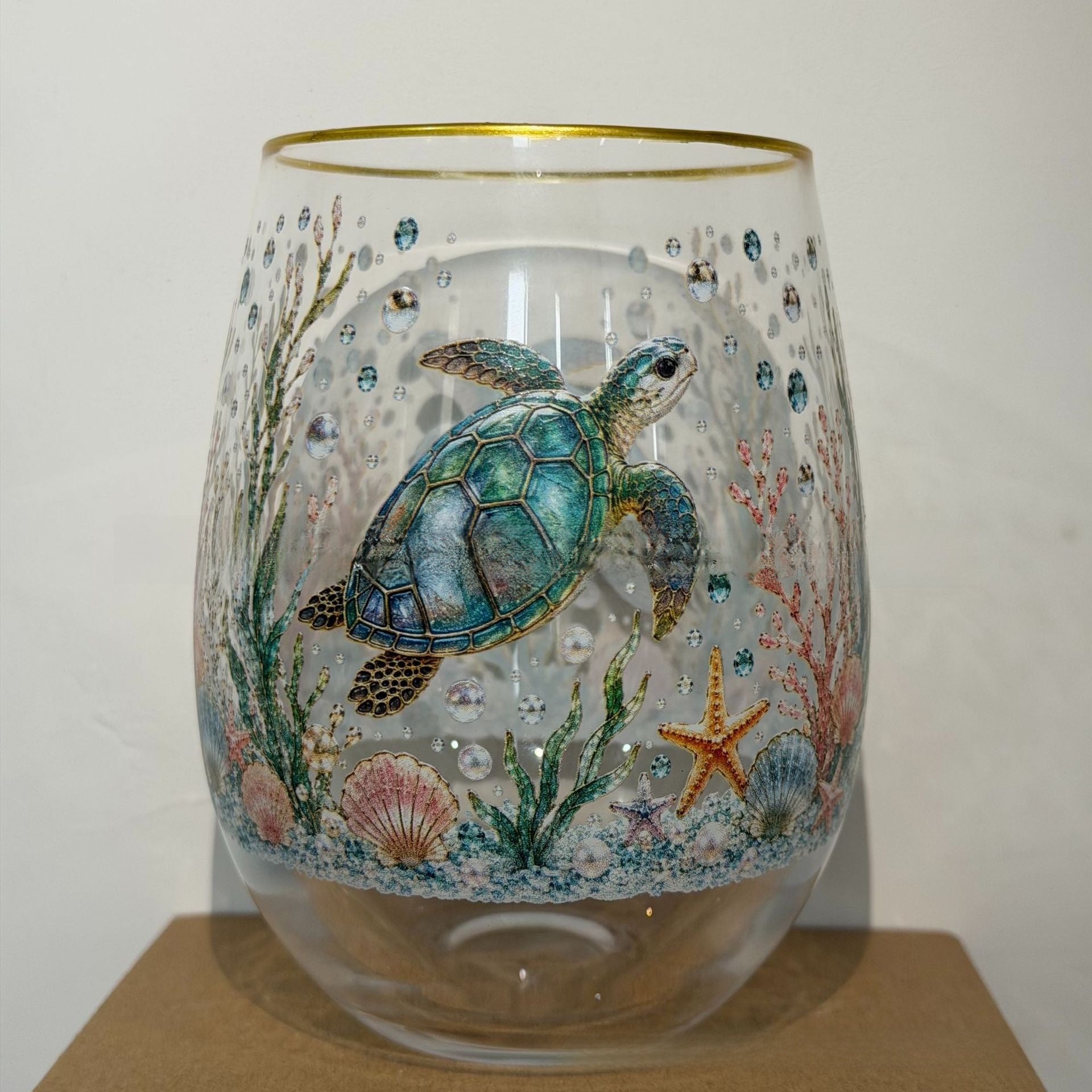 Hummingbird Design Glass Teacup