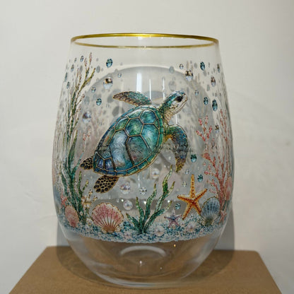 Hummingbird Design Glass Teacup