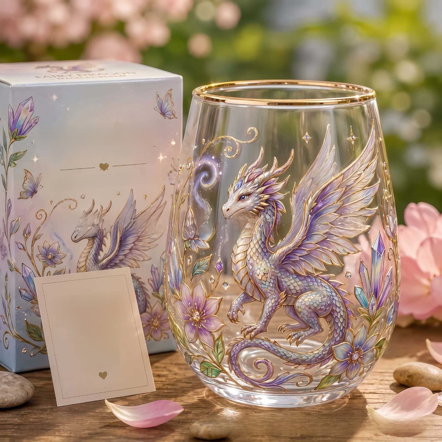 Hummingbird Design Glass Teacup