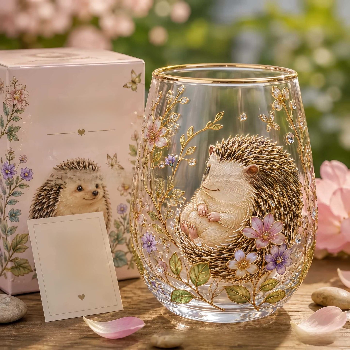 Hummingbird Design Glass Teacup