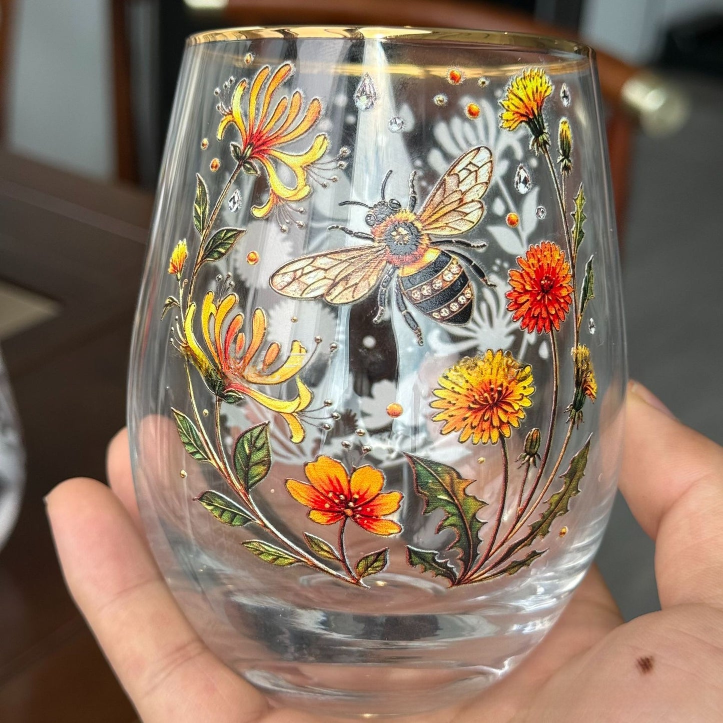 Hummingbird Design Glass Teacup
