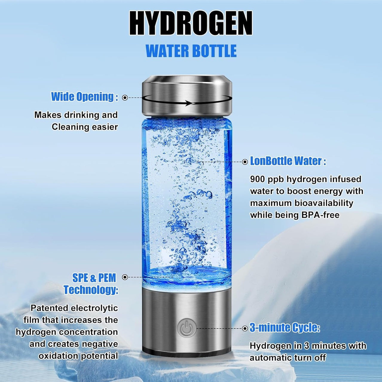 Hydrogen-rich water cup portable hydrogen water bottle