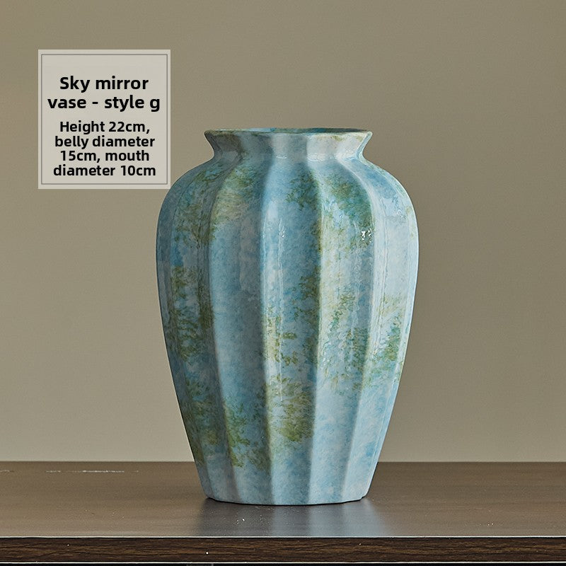Hydroponic Ceramic Vase French Blue Gradient Decorative