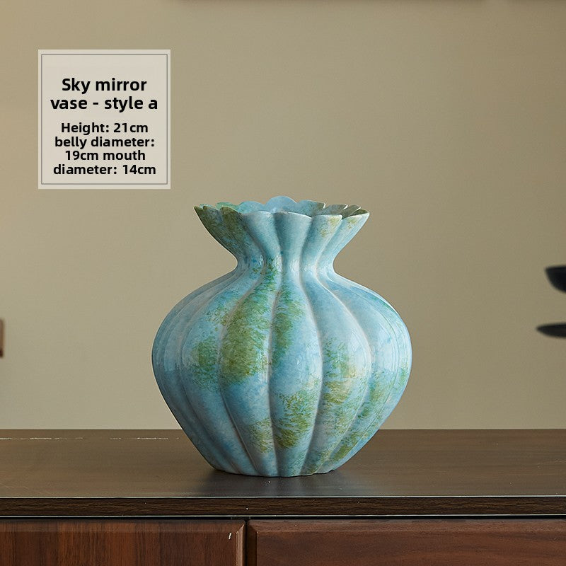 Hydroponic Ceramic Vase French Blue Gradient Decorative