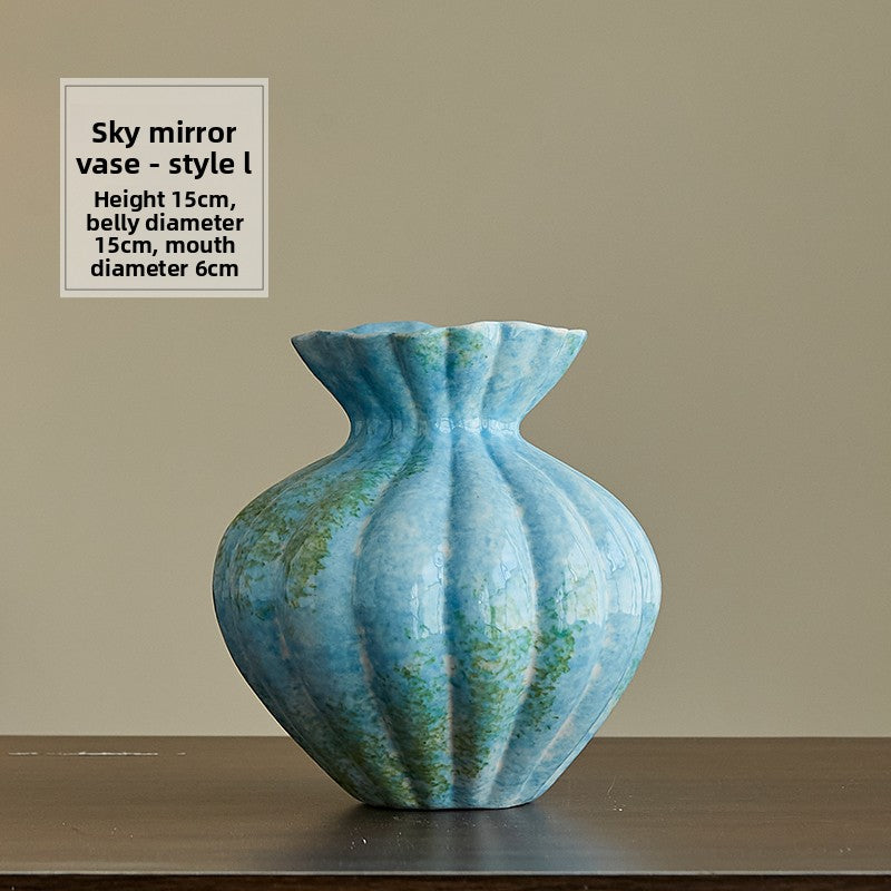 Hydroponic Ceramic Vase French Blue Gradient Decorative