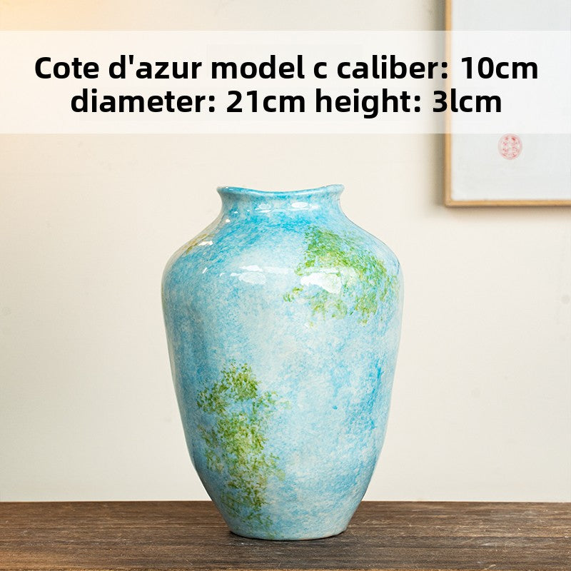 Hydroponic Ceramic Vase French Blue Gradient Decorative