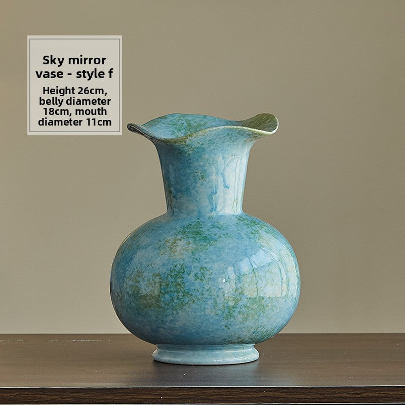 Hydroponic Ceramic Vase French Blue Gradient Decorative