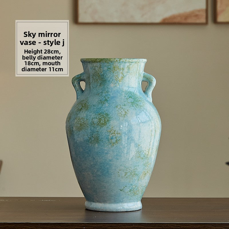 Hydroponic Ceramic Vase French Blue Gradient Decorative
