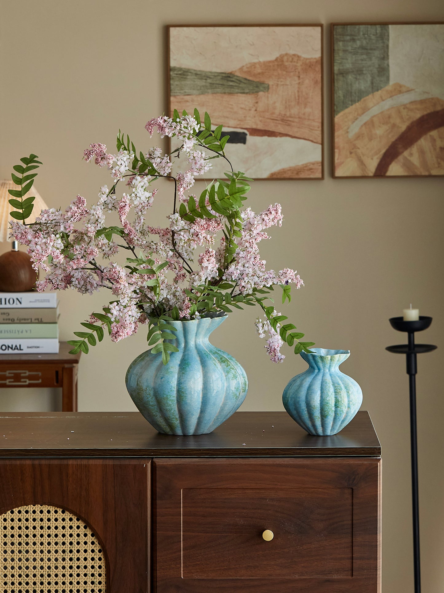Hydroponic Ceramic Vase French Blue Gradient Decorative