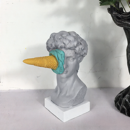 Ice cream hit the sculpture of David