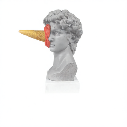 Ice cream hit the sculpture of David