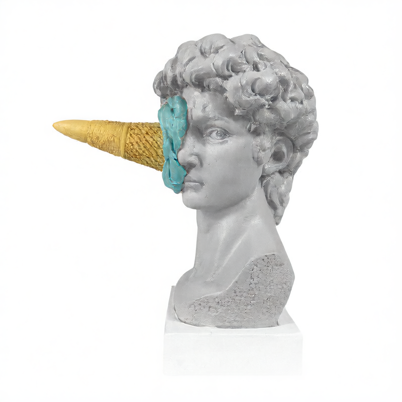 Ice cream hit the sculpture of David