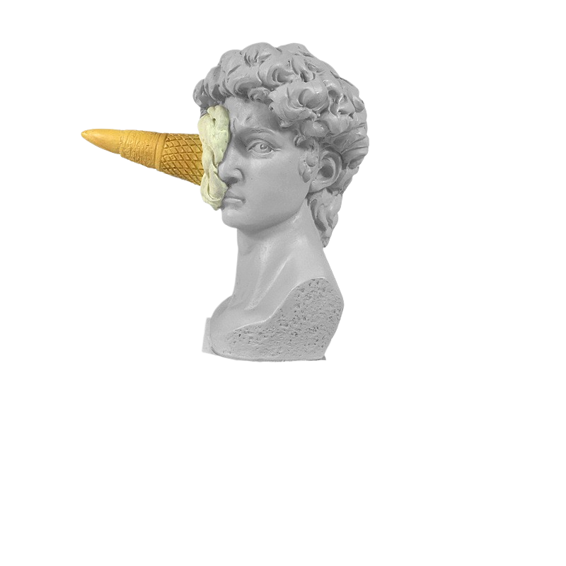 Ice cream hit the sculpture of David