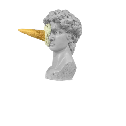 Ice cream hit the sculpture of David