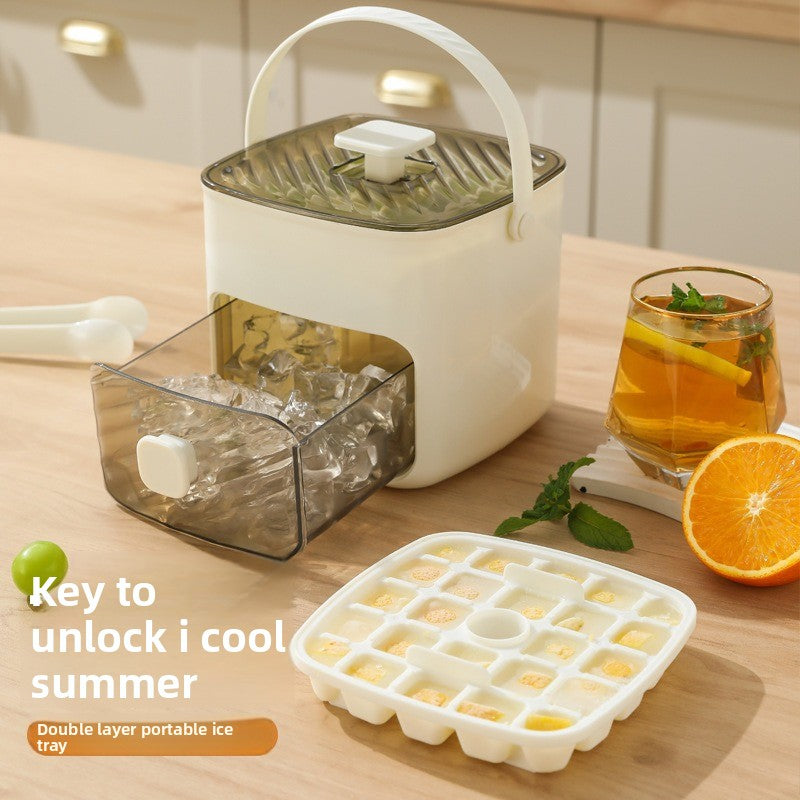 Ice Cube Mold with Handle and Storage Container