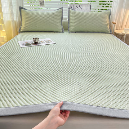 Ice Silk Bed Sheet Mat Machine Washable Cooling Mat with Elastic Band