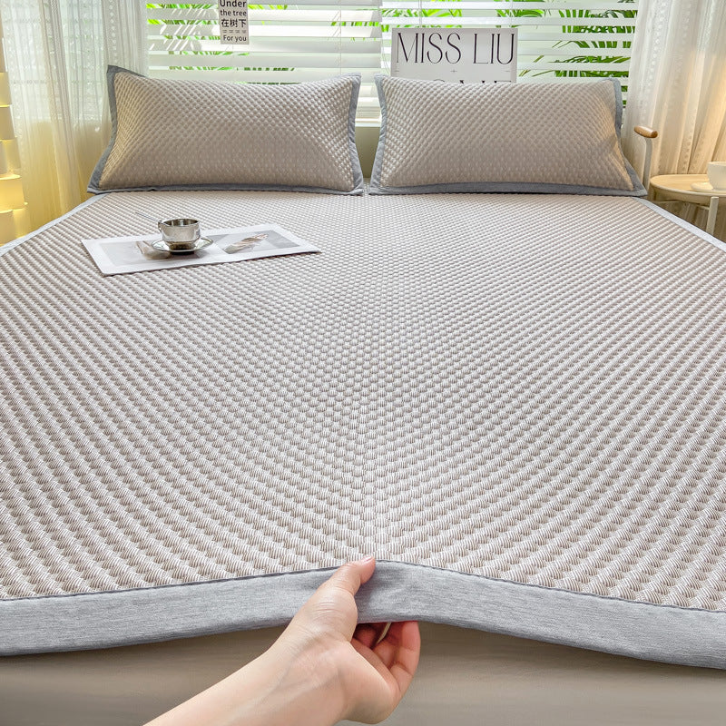 Ice Silk Bed Sheet Mat Machine Washable Cooling Mat with Elastic Band