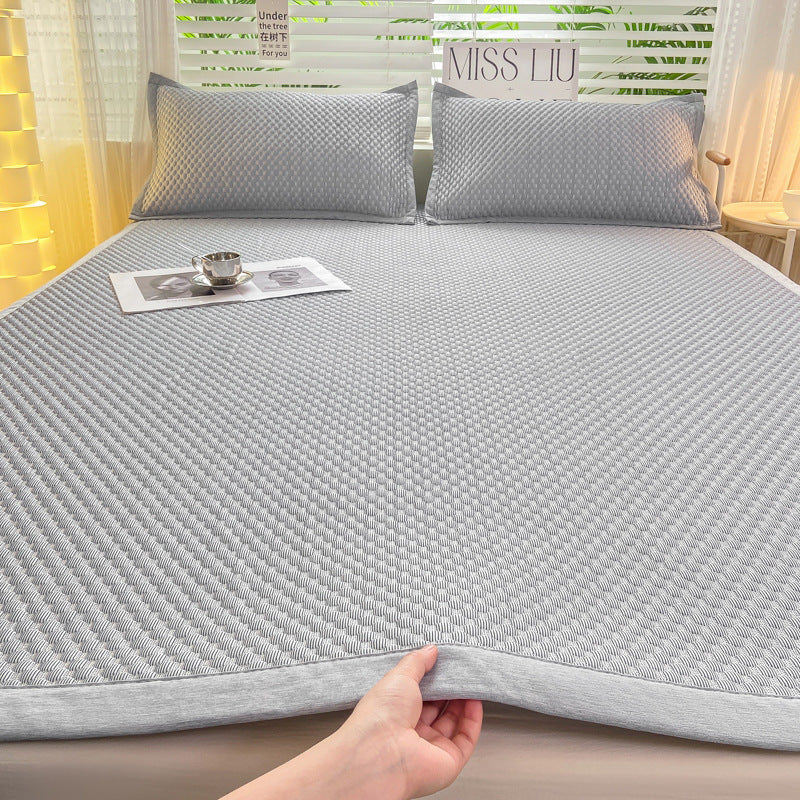 Ice Silk Bed Sheet Mat Machine Washable Cooling Mat with Elastic Band
