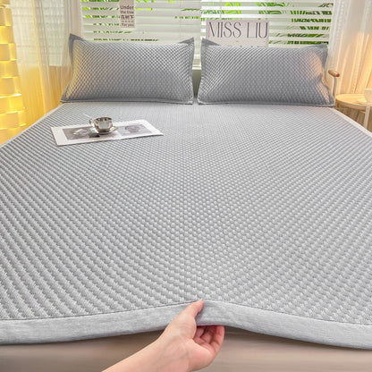 Ice Silk Bed Sheet Mat Machine Washable Cooling Mat with Elastic Band