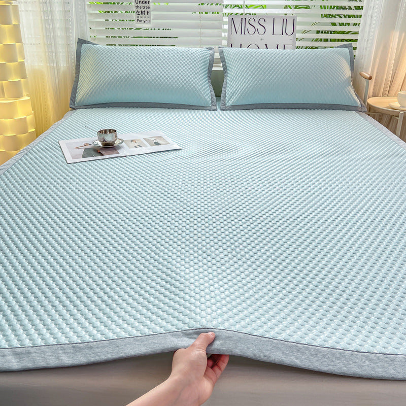 Ice Silk Bed Sheet Mat Machine Washable Cooling Mat with Elastic Band