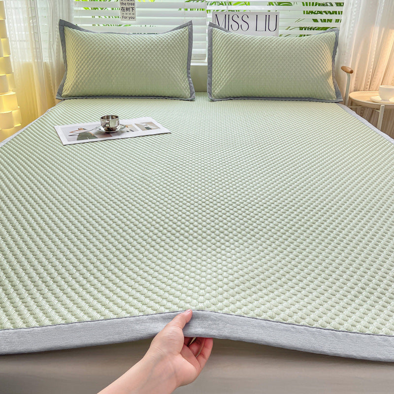 Ice Silk Bed Sheet Mat Machine Washable Cooling Mat with Elastic Band