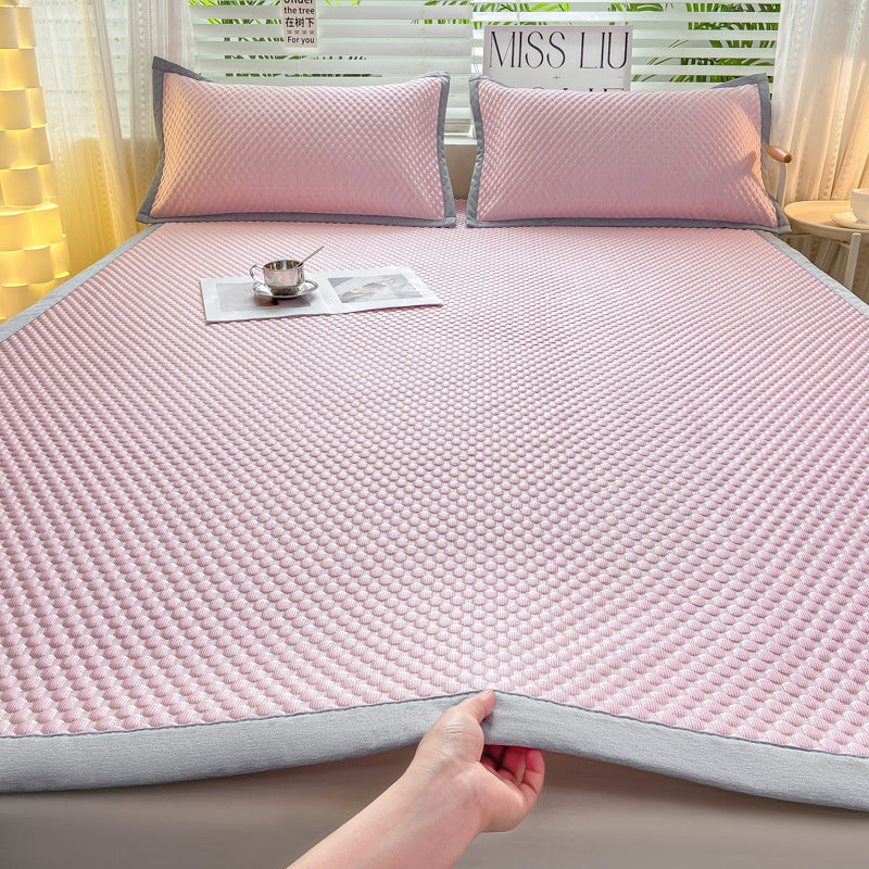 Ice Silk Bed Sheet Mat Machine Washable Cooling Mat with Elastic Band