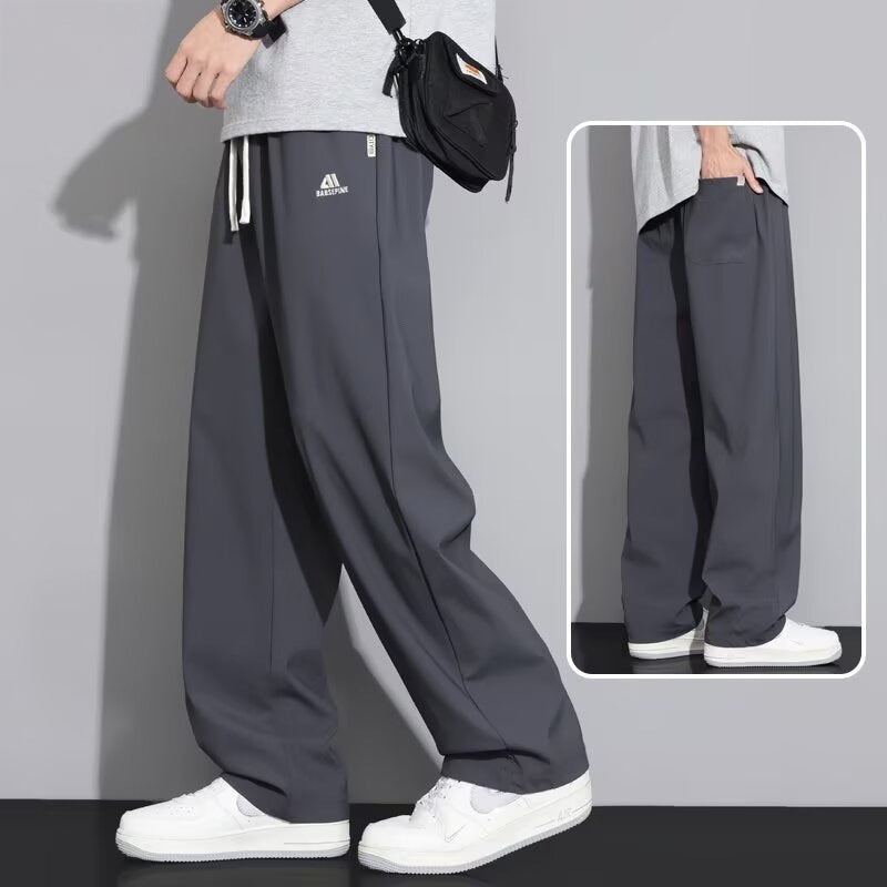 Ice Silk Curved Knife Pants for Men – Lightweight, Loose-Fit, Straight-Leg Trousers for Summer