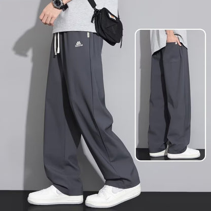 Ice Silk Curved Knife Pants for Men – Lightweight, Loose-Fit, Straight-Leg Trousers for Summer