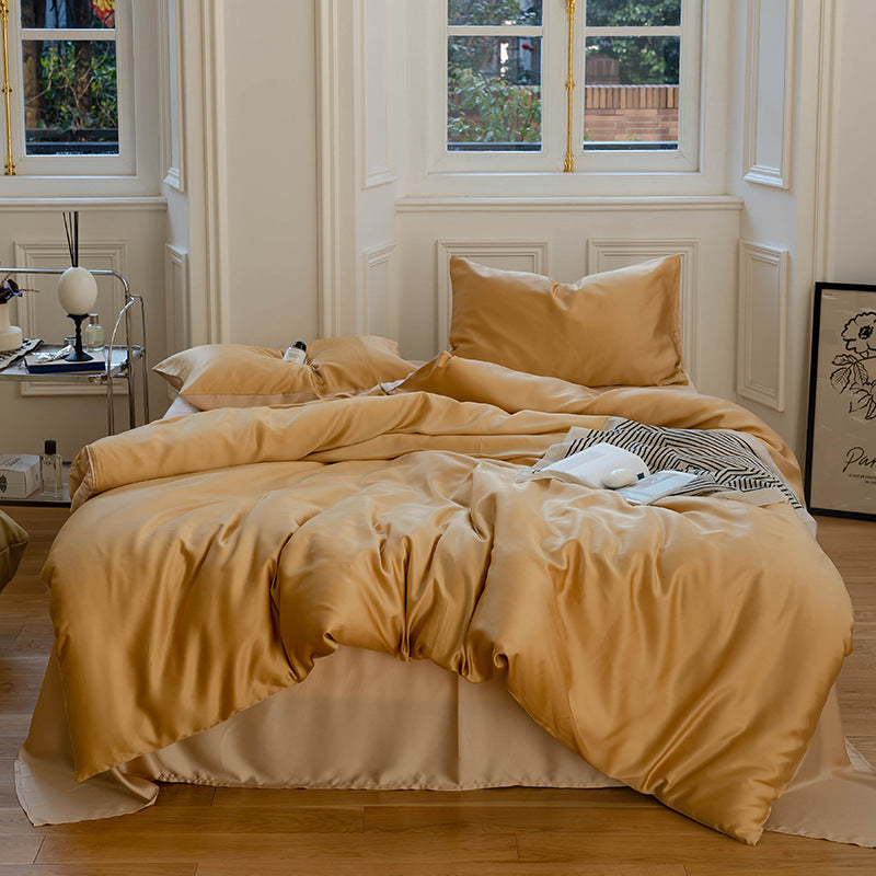 Ice silk duvet cover, bed sheet, and fitted sheet