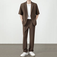 Brown Suit K58 Trousers White T-shirt