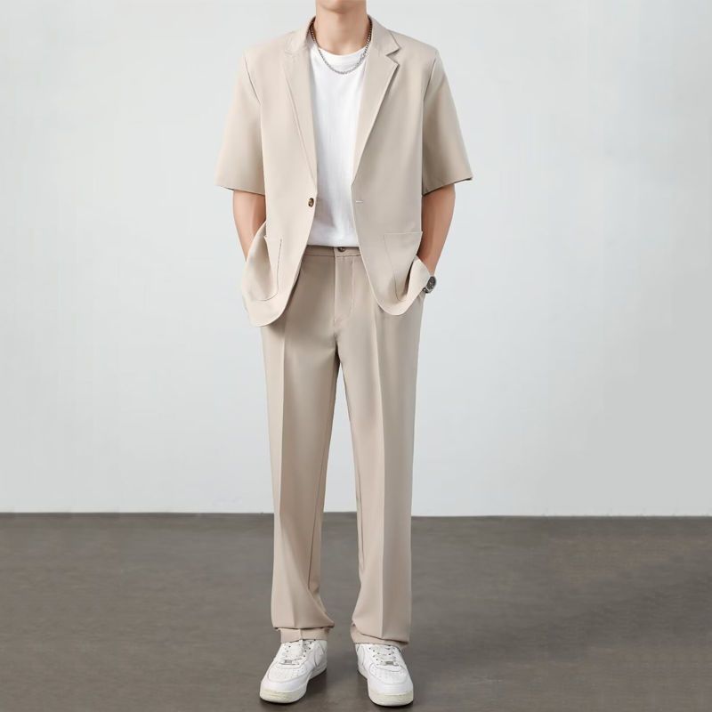 Ice Silk Mens Casual Suit Set