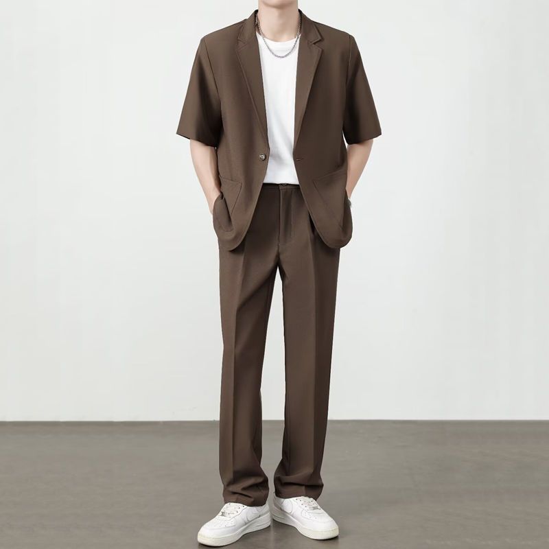 Ice Silk Mens Casual Suit Set