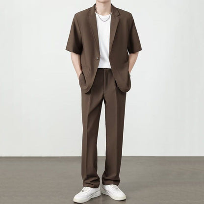 Ice Silk Mens Casual Suit Set