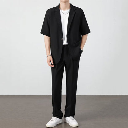 Ice Silk Mens Casual Suit Set