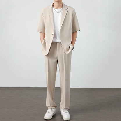 Ice Silk Mens Casual Suit Set