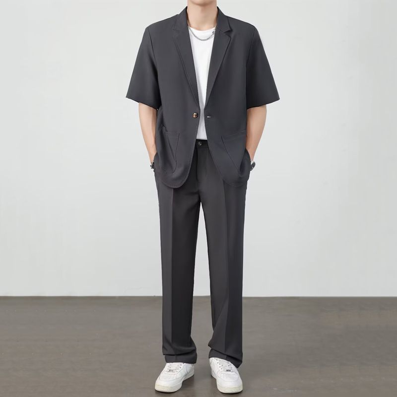 Ice Silk Mens Casual Suit Set