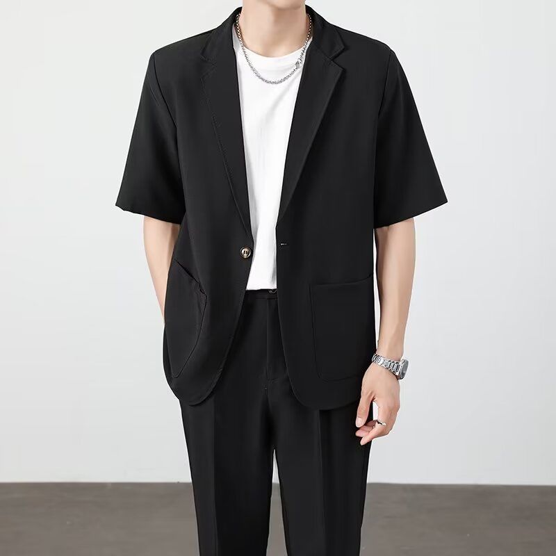 Ice Silk Mens Casual Suit Set