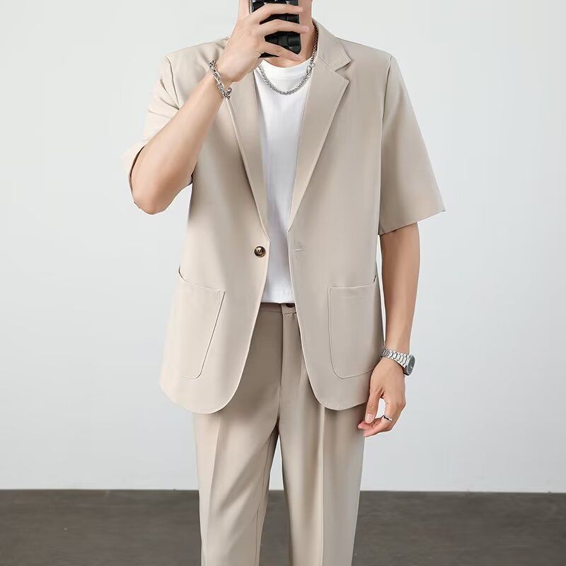 Ice Silk Mens Casual Suit Set
