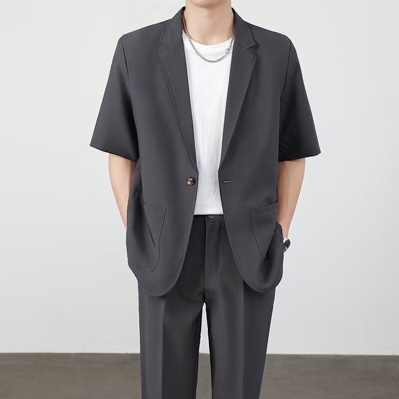 Ice Silk Mens Casual Suit Set