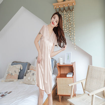 Ice Silk Nightgown Pajamas for Women