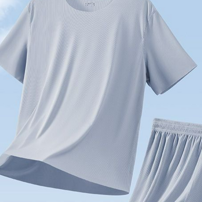 Ice silk pajamas with short sleeves