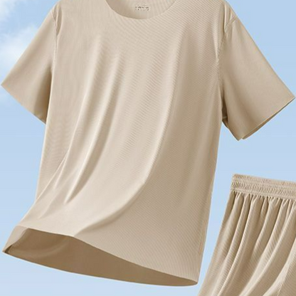 Ice silk pajamas with short sleeves
